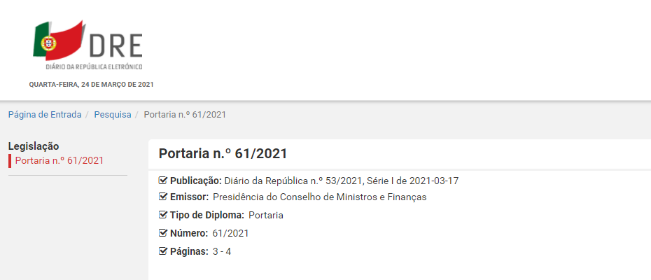 Quarta Alteração às Taxas a Cobrar pelos Serviços prestados pelo Gabinete Nacional de Segurança